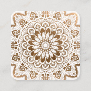Carte De Visite Carré Médaille d'or Mandala de Faux Yoga