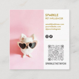 Carte De Visite Carré Médias sociaux personnalisés Double photo QR