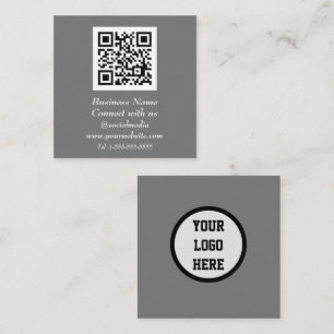 Carte De Visite Carré Médias sociaux QR Code scanner gris