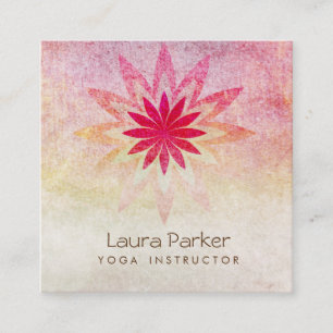 Carte De Visite Carré Méditation d'instructeur de yoga de fleur de Lotu