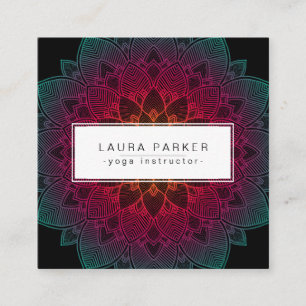 Carte De Visite Carré Méditation d'instructeur de yoga de mandala de
