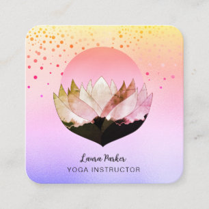 Carte De Visite Carré Méditation Lotus Moon rose Yoga Mer holistique