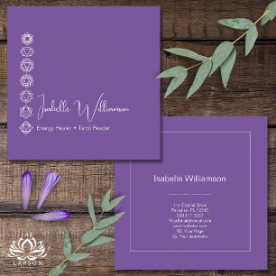Carte De Visite Carré Méditation mystique de l'Améthyste Chakras Reiki Y