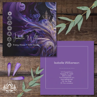 Carte De Visite Carré Méditation mystique de l'Améthyste Chakras Reiki Y