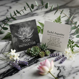 Carte De Visite Carré Méditation YOGA instructeur Reiki noir blanc Lotus