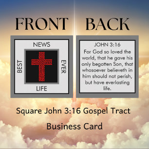 Carte De Visite Carré Meilleures nouvelles jamais John 3:16 Gospel Tract