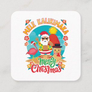 Carte De Visite Carré Mele Kalikimaka pour un Noël hawaïen brillant