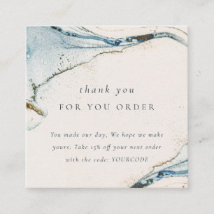 Carte De Visite Carré Merci Abstrait Bleu Or Pour Votre Commande