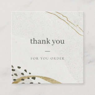 Carte De Visite Carré Merci Abstrait en pierre d'ivoire pour votre comma