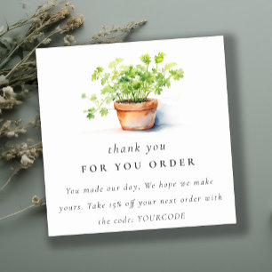 Carte De Visite Carré Merci de coriandre de persil à herbes Potées à la 