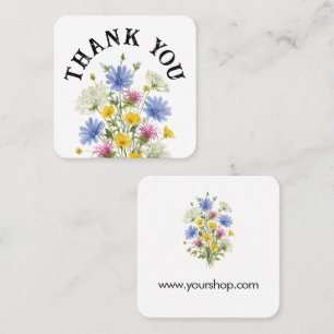 Carte De Visite Carré Merci fleurs sauvages aquarelle colorées douces