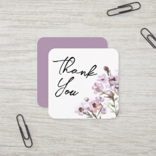 Carte De Visite Carré Merci fleurs sauvages violettes douces
