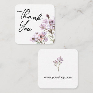 Carte De Visite Carré Merci fleurs sauvages violettes douces