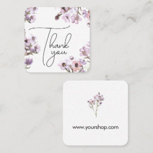 Carte De Visite Carré Merci fleurs sauvages violettes douces