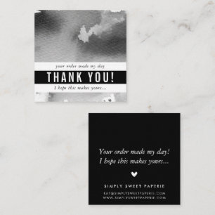 Carte De Visite Carré MERCI moderne simple gras aquarelle gris noir