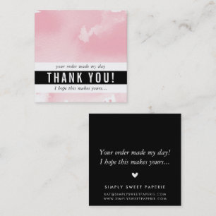 Carte De Visite Carré MERCI moderne simple gras aquarelle rose pâle