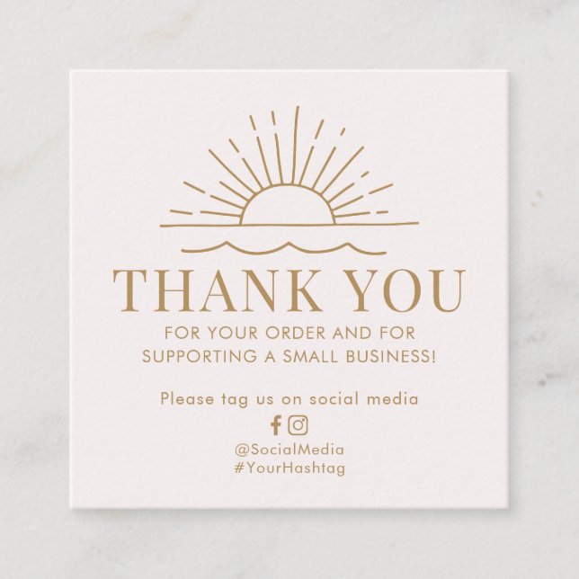 Carte De Visite Carré Merci moderne Sun et Beach Wave pour votre command (Devant)