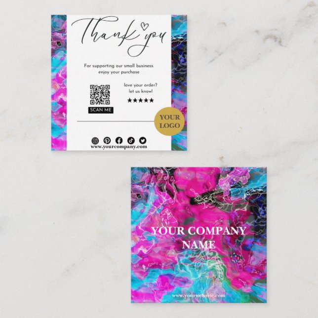 Carte De Visite Carré Merci personnalisé (Devant / Derrière)