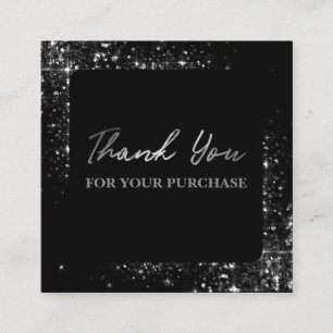 Carte De Visite Carré Merci Pour Votre Achat Parties scintillant Argent