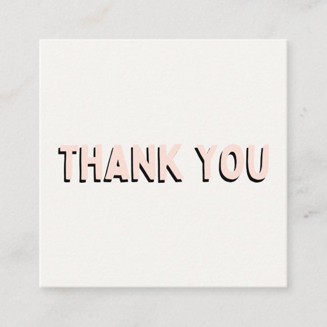 Carte De Visite Carré Merci rose vert tendance Insertion multimédia  (Devant)