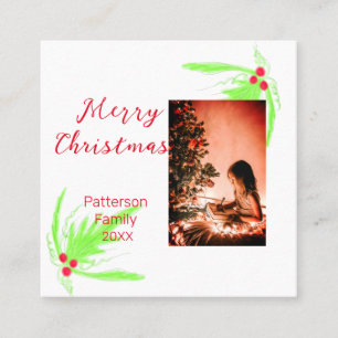 Carte De Visite Carré Merry Bright Christmas ajouter nom de famille bien