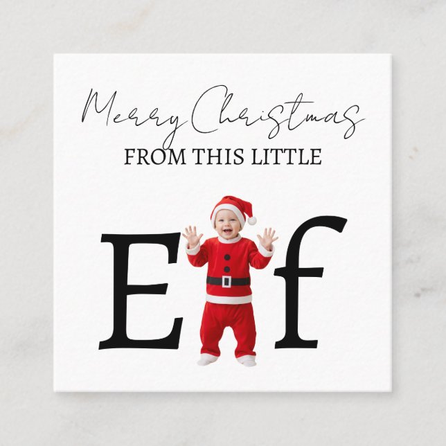 Carte De Visite Carré Merry Christmas Baby Elf Holiday Greeting Card (Devant)