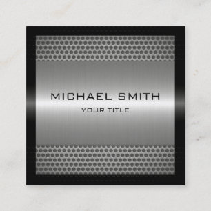 Carte De Visite Carré Métal inoxydable argenté élégant fait sur commande