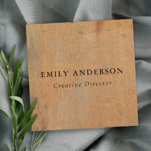 CARTE DE VISITE CARRÉ MÉTAL ORANGE DE GRUNGE CORROSIF RUSÉ TEXTUÉ