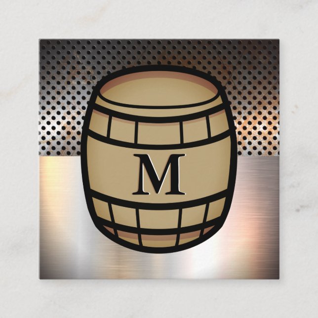 Carte De Visite Carré Métal perforé | Feuille métallique | Baril (Devant)