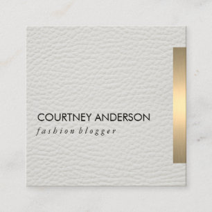 Carte De Visite Carré Métallurgie Or Cuir blanc