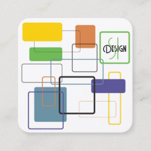 Carte De Visite Carré Mi-siècle, explosion de couleur moderne