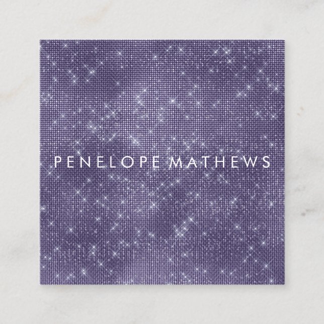 Carte De Visite Carré Midnight Purple Sparkle Beauty Stylist (Devant)