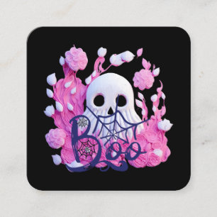 Carte De Visite Carré mignon fantôme Halloween botte