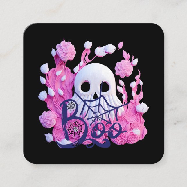 Carte De Visite Carré mignon fantôme Halloween botte (Devant)