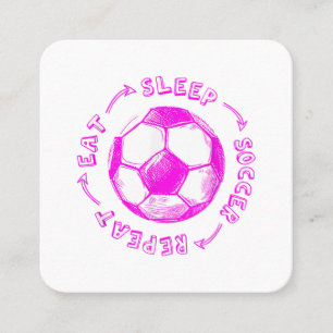 Carte De Visite Carré Mignonnes Filles Mangent Sleep Soccer Répéter - Jo