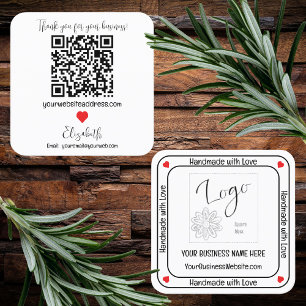 Carte De Visite Carré Mini-artisanal avec Love Business QR Code