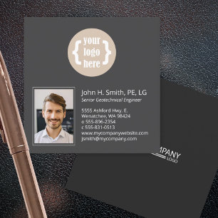 Carte De Visite Carré Mini, Charbon 2 Tons, Photo Professionnelle