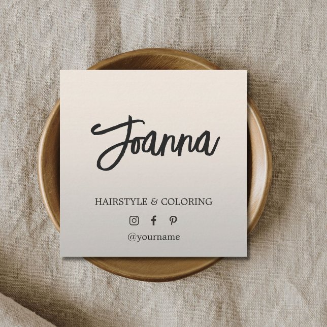 Carte De Visite Carré Mini Elegant Faux Metal Bold Coiffeur (Créateur téléchargé)