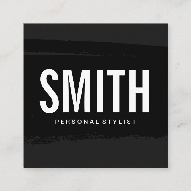 Carte De Visite Carré Mini Lux Executive Noir brossé (Devant)