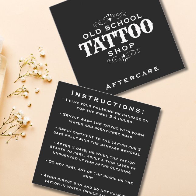 Carte De Visite Carré Minimal Gras Tattoo Artist Instructions (Minimal Bold Tattoo Artist Aftercare Instructions Square Business Card)