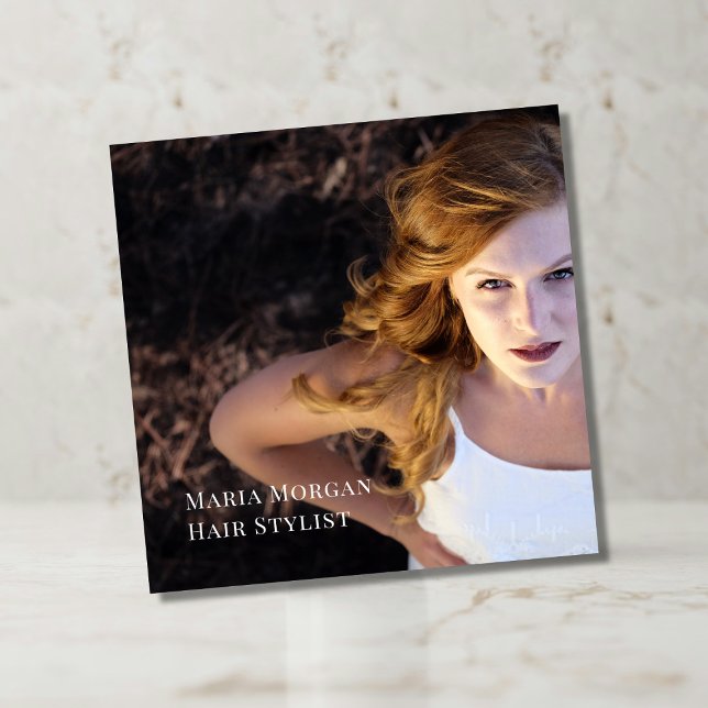 Carte De Visite Carré Minimal Hair Stylist Business (Créateur téléchargé)