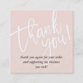 Carte De Visite Carré MINIMAL LOGO simple bordure rose pâle merci