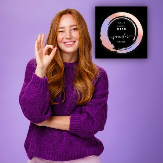 Carte De Visite Carré Minimalisme violet personnalisé QR LOGO SHOP (Purple Violet Minimalism Custom QR LOGO SHOP Square Business Card)