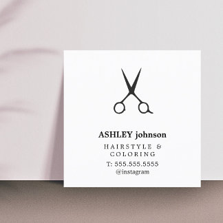 Carte De Visite Carré Minimalist Bold Black White Hair Salon