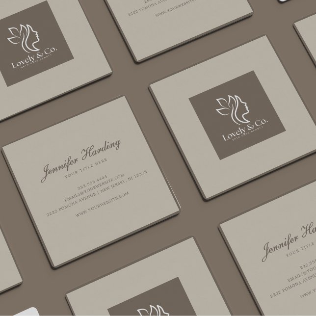 Carte De Visite Carré Minimalist Neutral Beige Beauty Square  (Créateur téléchargé)