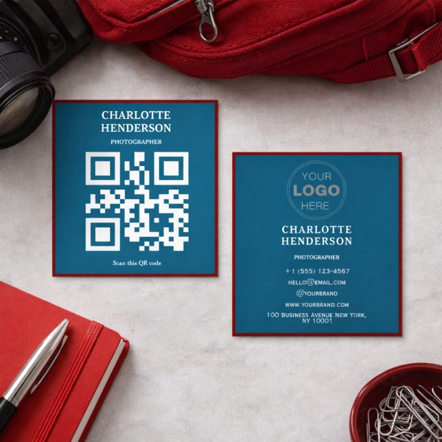Carte De Visite Carré Minimalist QR Code Professional Design  (Minimalist QR Code Professional Design Square Business Card
)