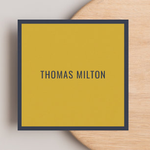 Carte De Visite Carré Minimaliste Élégant Bleu Jaune Consultant