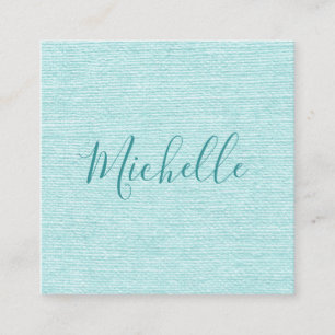Carte De Visite Carré Minimaliste féminine turquoise de lin bleu Aqua