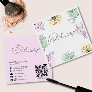 Carte De Visite Carré Minimaliste Moderne Rose Or Vert Art en Ligne Flor