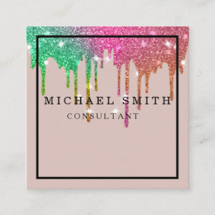 Carte De Visite Carré Minimaliste personnalisé Moderne QR Code Logo Car